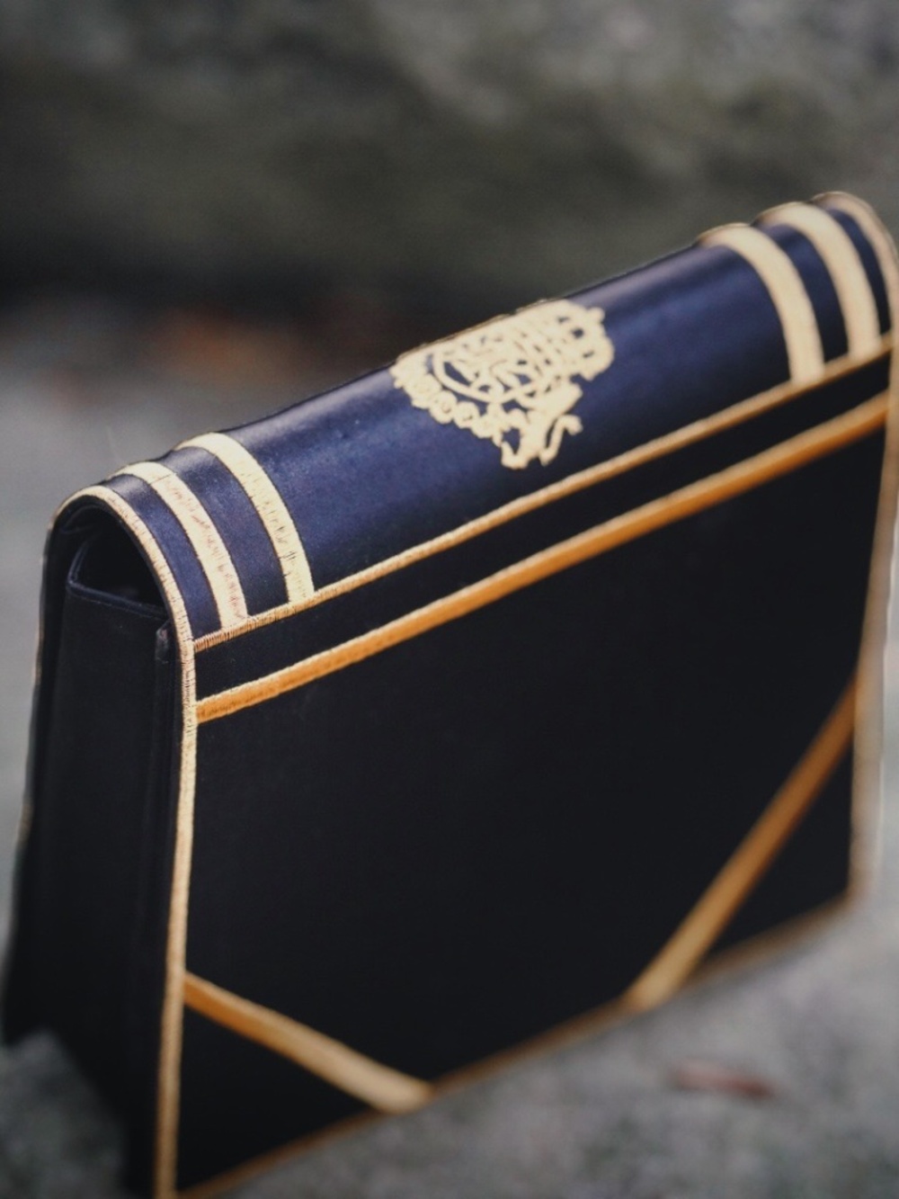 Black & Gold Satin Book-Style Box Purse
